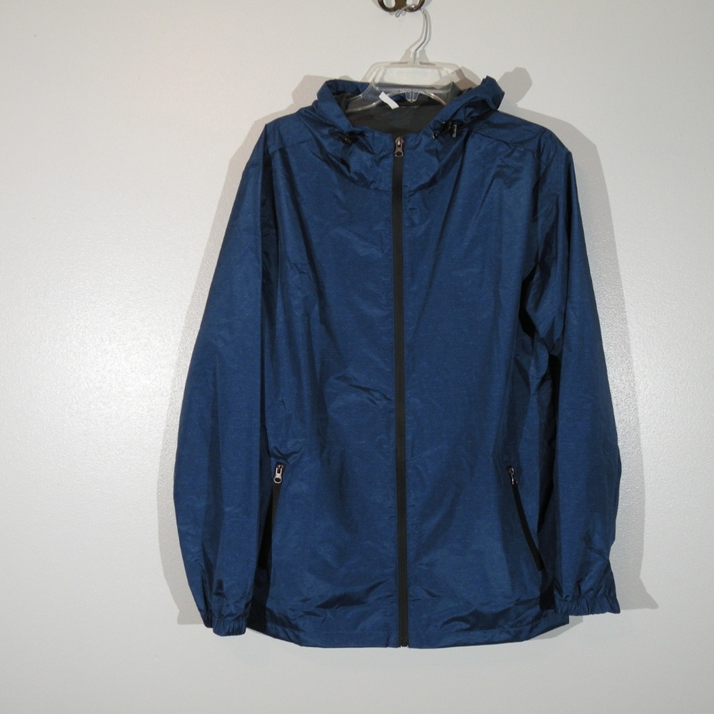 Packable Waterproof Blue Windbreaker Jacket - L - image 2